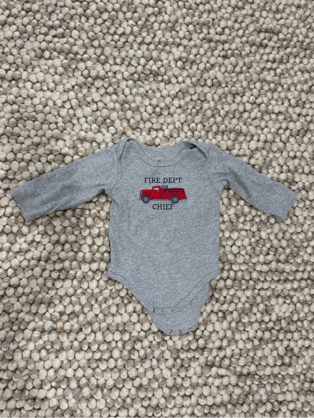 Hudson Baby Gray 'Fire Dept Chief' Long-Sleeve Baby One-Piece